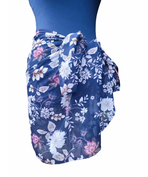 Wzorzysta spódnica plażowa chusta PAREO L/XL kolorowe kwiatki